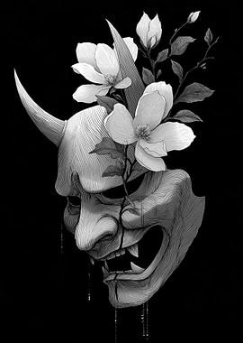 Oni Mask with Flowers