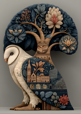 Whimsical Owl Tree Illustration