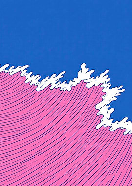 Pink Wave with White Foam