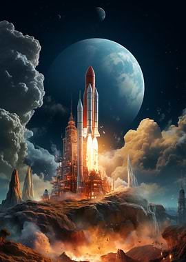 Rocket Launch Alien Planet