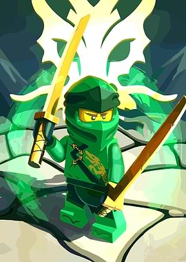 Green Ninja with Golden Swords