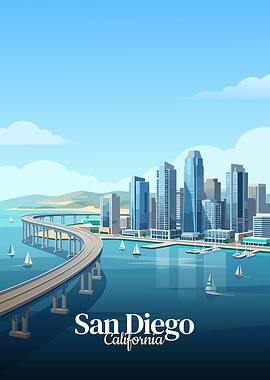 San Diego Skyline and Bridge