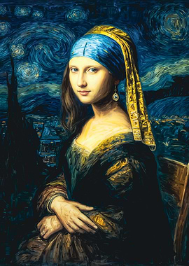 Mona Lisa, Pearl Earring, Starry Night