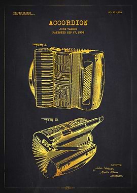 1938 Accordion Patent Gold