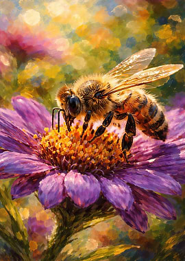 Bee on a Purple Flower