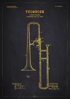 1902 Trombone Patent Gold