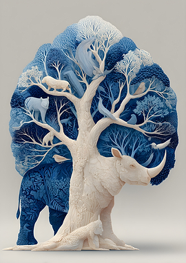 Rhinoceros Tree Sculpture