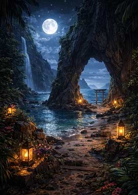 Moonlit Tropical Archway