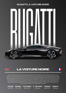 Bugatti La Voiture Noire Car Poster