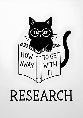 Black cat reading a book