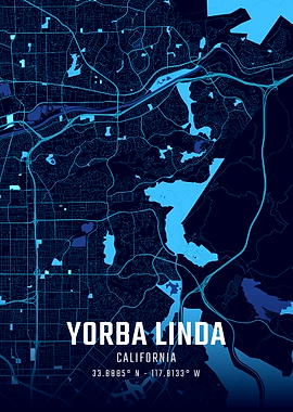 Yorba Linda California Midnight City Map