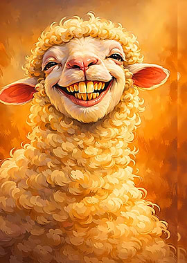 Goofy Sheep with Golden Teeth