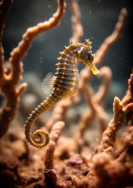 Seahorse Amidst Coral