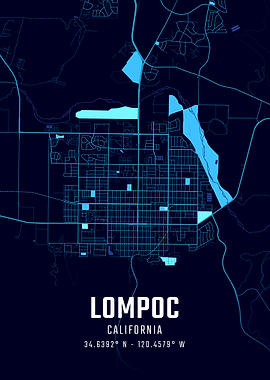 Lompoc California Midnight City Map