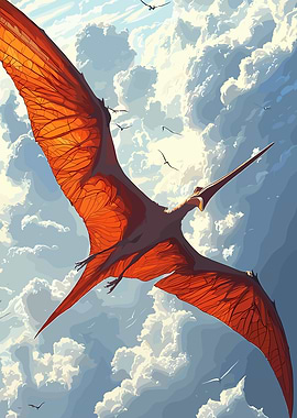 Pterodactyl Flying Through Clouds