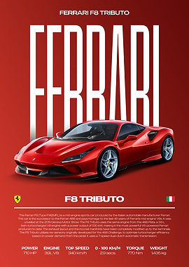 Ferrari F8 Tributo Car Poster