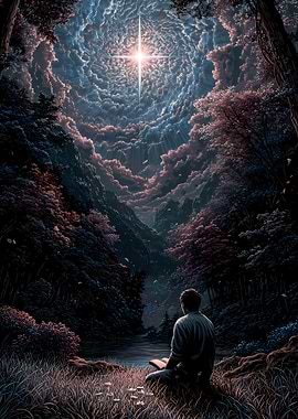 Man gazing at a celestial star