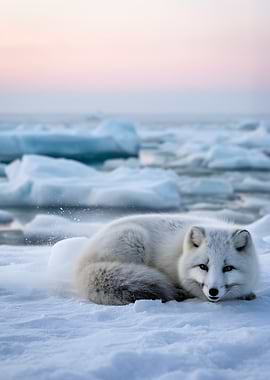 Arctic Fox in Snowy Landscape