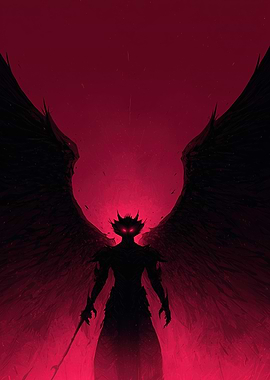Demonic Angel with Red Eyes