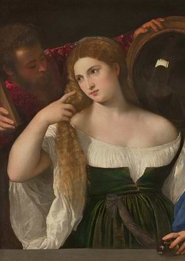 Woman with Mirror and Companion