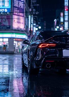 Car Gr Supra at Tokyo City Night