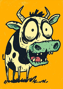 Crazy Cartoon Cow