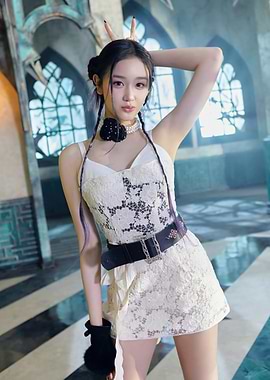 pharita babymonster in White Lace Dress