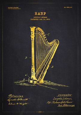 1901 Harp Patent Gold