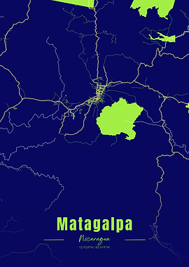 Matagalpa Nicaragua Map Art