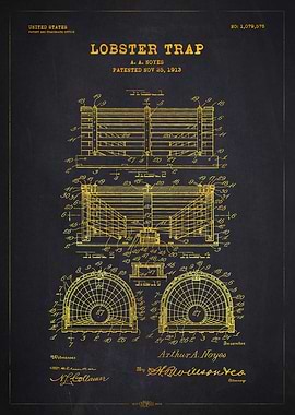 1913 Lobster Trap Patent Gold
