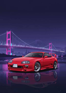 Red Toyota Supra JDM Car