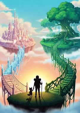 Traveler and Fox on Floating Islands