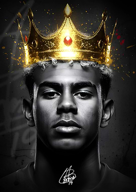 King lamine yamal with Golden Crown