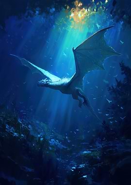 Dragon Flying Through Magical Forest