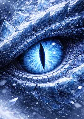 Close-up of an icy dragon eye