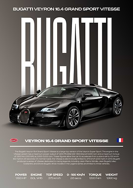 Bugatti Veyron Grand Sport Vitesse Car Poster
