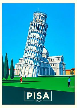 Leaning Tower of Pisa Travel Poster