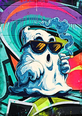 Cool Ghost Smoking Graffiti