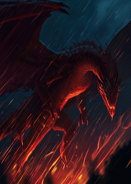 Fiery Dragon in a Storm