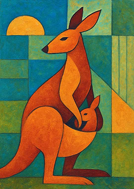 Kangaroo and Joey Painting