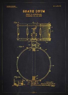 1939 Snare Drum Patent Gold