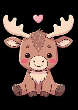 Cute Moose with Heart