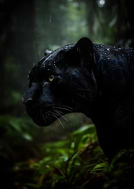 Black Panther in the Rain