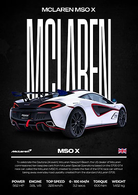 McLaren MSO X Car Poster