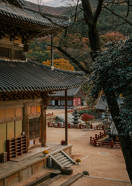 Autumn Temple in South Korea