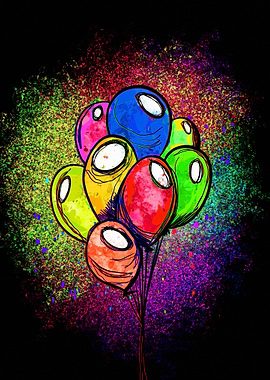 Colorful Balloons with Abstract Background