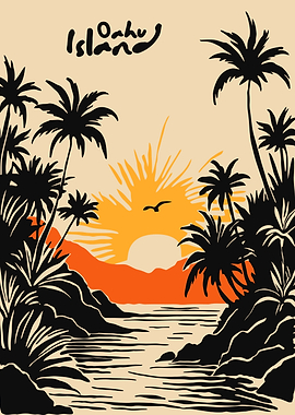 Oahu Island Tropical Sunset