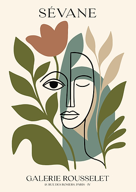 Abstract Face with Flowers Poster