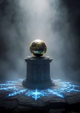 Golden Soccer Ball on Pedestal