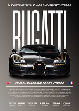 Bugatti Veyron Grand Sport Vitesse Car Poster